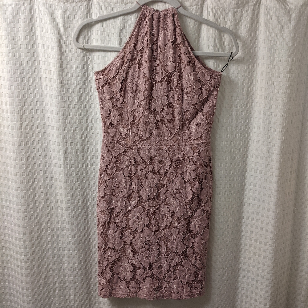 MISSGUIDED Lilac Lace Backless Mini Dress Size 2